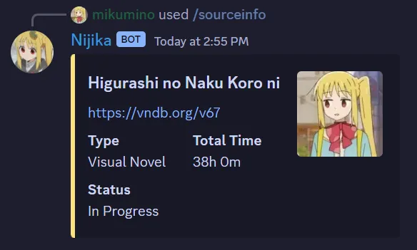 nijika sourceinfo command