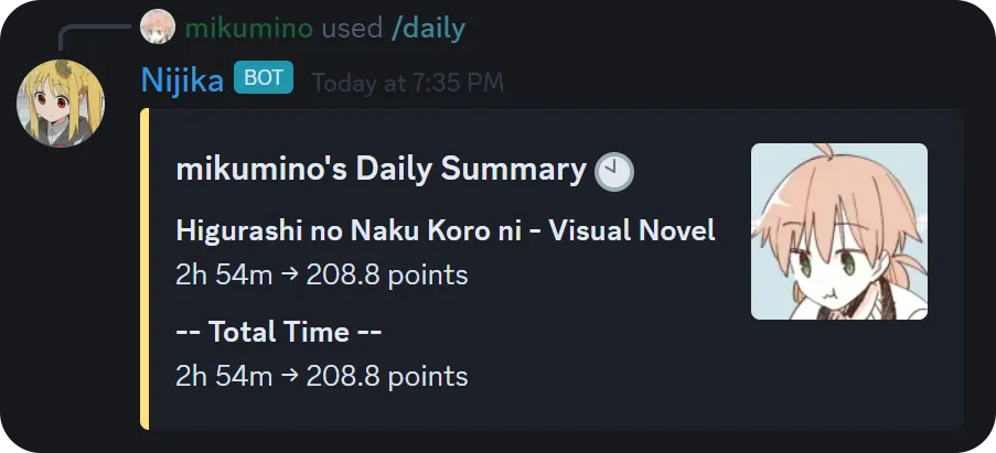 nijika daily command
